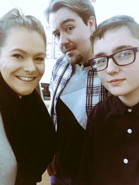 L-R Zoe Gogarty LGBT youth worker, Jay Vaughen LGBT group volunteer and Blake Coleman