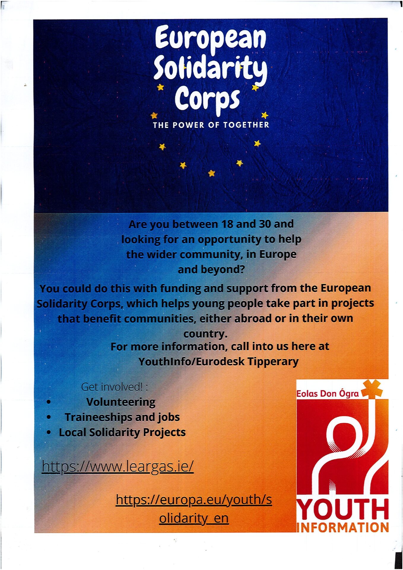 European Solidarity Corps Youth Work Ireland Tipperary 7181